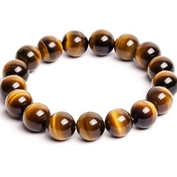 Natural Yellow Tiger's Eye Bracelet 12mm or 14mm - Picture 3 of 8